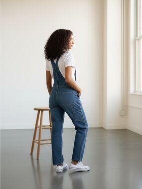 Women's Blue Denim Overalls - Classic Relaxed Fit